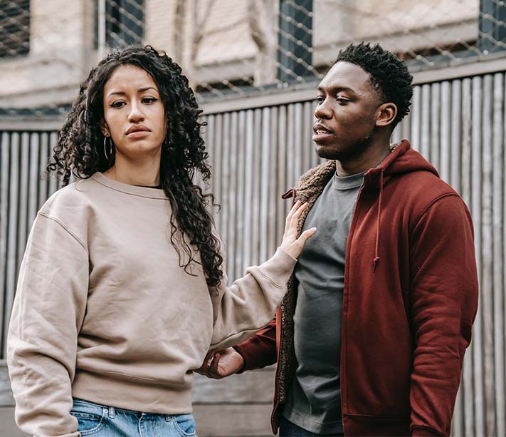 A couple having quarrel on street