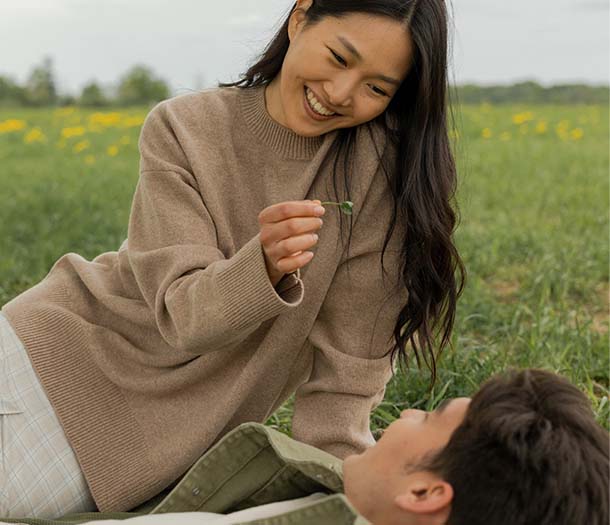 A couple looking at each other