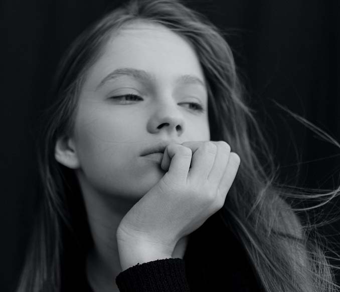 black and white picture of a young girl