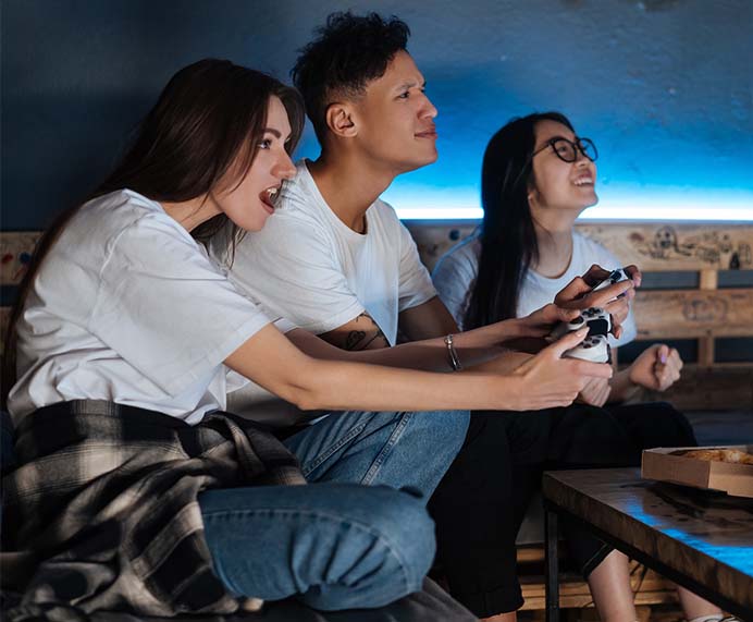 group of people playing video game